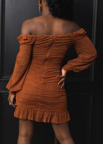 Load image into Gallery viewer, Off the Shoulder Dress | Camel
