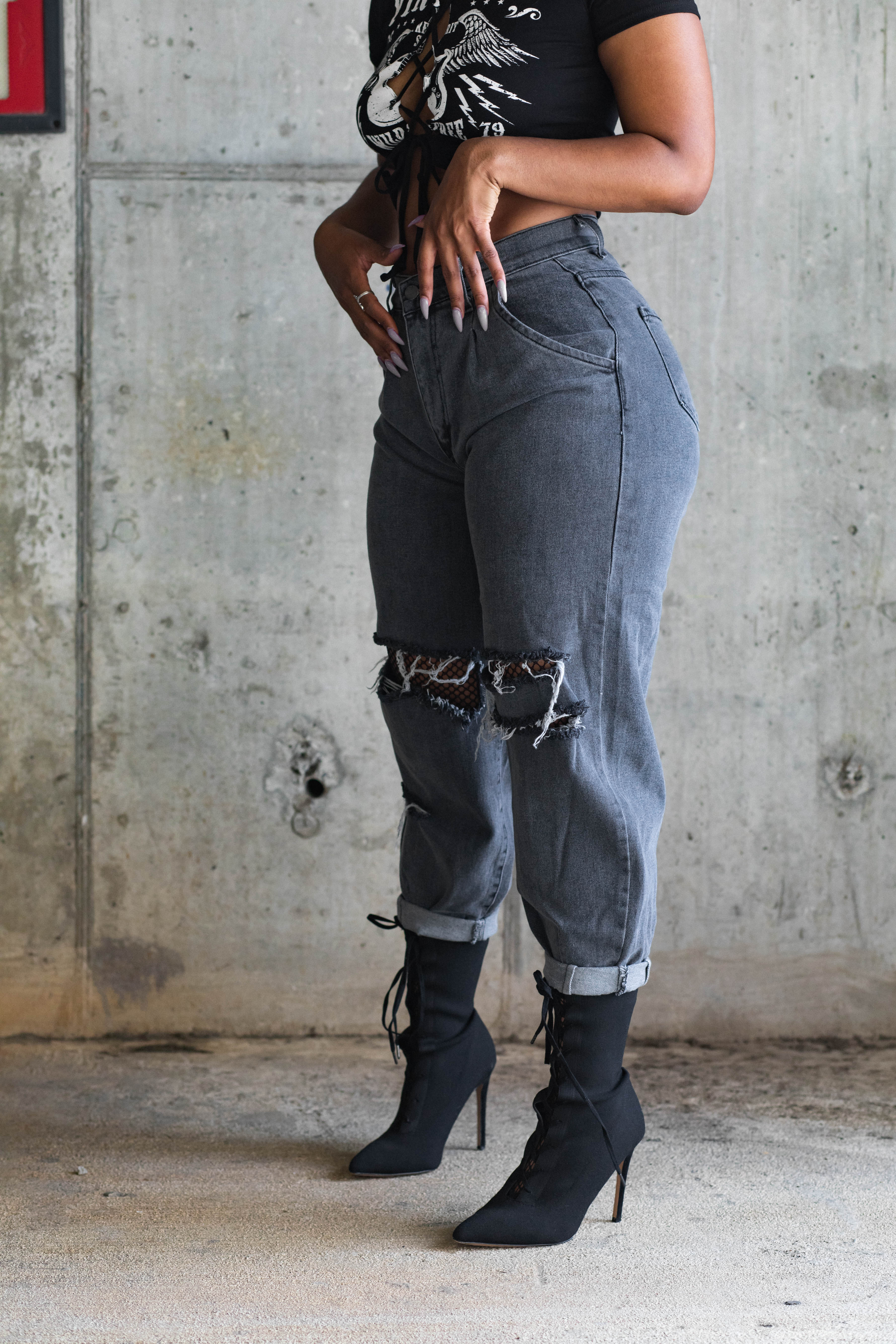 Slouch Mom Jeans| Grey