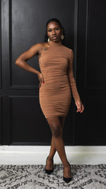 Load image into Gallery viewer, One sleeve dress | Beige
